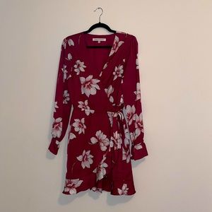 Cupcakes and Cashmere - Deep red floral wrap dress. Excellent condition